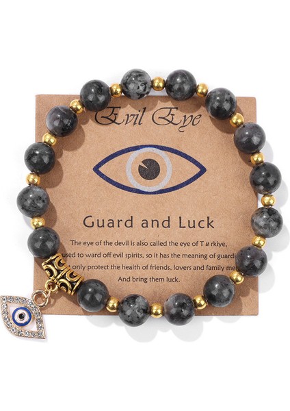 Pembe Zebra Taşlı Şeytan Gözü Kolye Kadın Mavi Göz Kartı (Yurt Dışından)