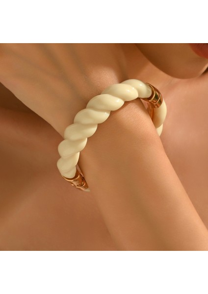 Retro Yüksek Kali Düzensiz Reçine Çarpıcı Renkli Boncuklu Bileklik (Yurt Dışından)