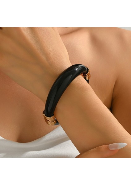 Retro Yüksek Kali Düzensiz Reçine Çarpıcı Renkli Boncuklu Bileklik (Yurt Dışından)