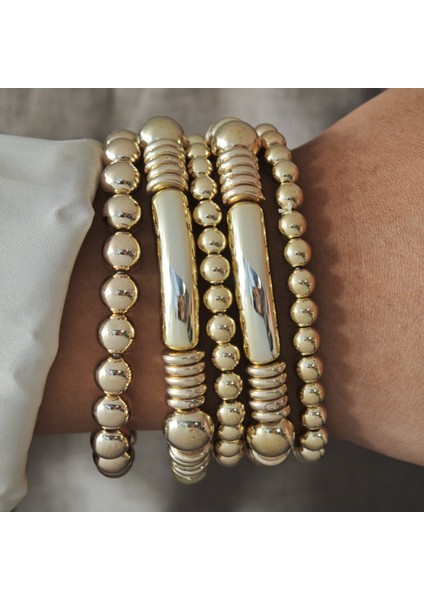 Retro Yüksek Kali Düzensiz Reçine Çarpıcı Renkli Boncuklu Bileklik (Yurt Dışından)