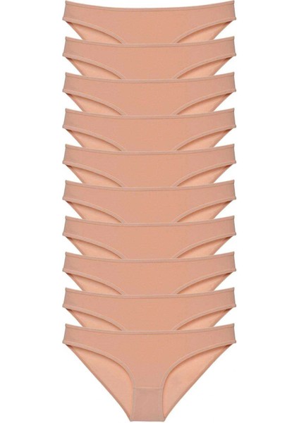 10 Adet Süper Eko Set Likralı Kadın Slip Külot Ten