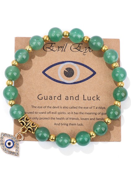 Pembe Zebra Taşlı Şeytan Gözü Kolye Kadın Mavi Göz Kartı (Yurt Dışından)