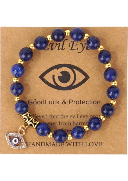 Pembe Zebra Taşlı Şeytan Gözü Kolye Kadın Mavi Göz Kartı (Yurt Dışından)