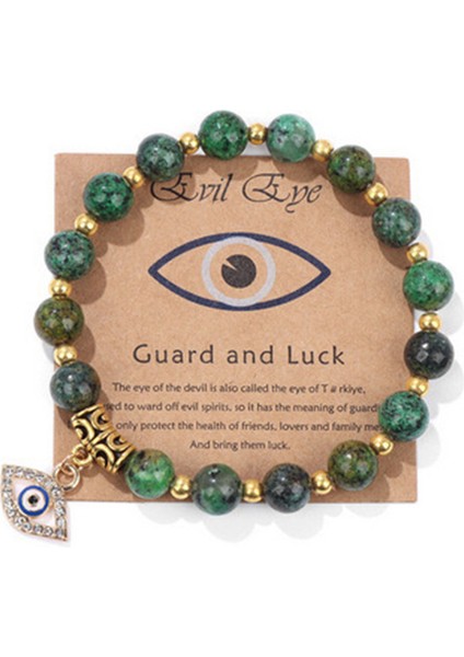 Pembe Zebra Taşlı Şeytan Gözü Kolye Kadın Mavi Göz Kartı (Yurt Dışından)