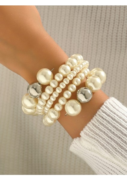 Retro Yüksek Kali Düzensiz Reçine Çarpıcı Renkli Boncuklu Bileklik (Yurt Dışından)