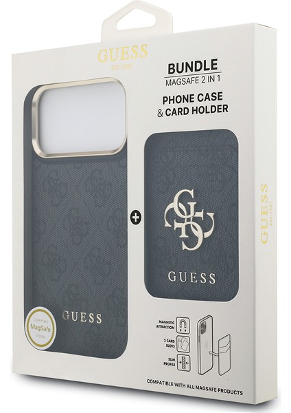 iPhone 17 Pro Max Uyumlu Kılıf Guess Lisanslı M-Safeli 4g Metal Büyük Logolu Kartlıklı Kapak Siyah indirimleri