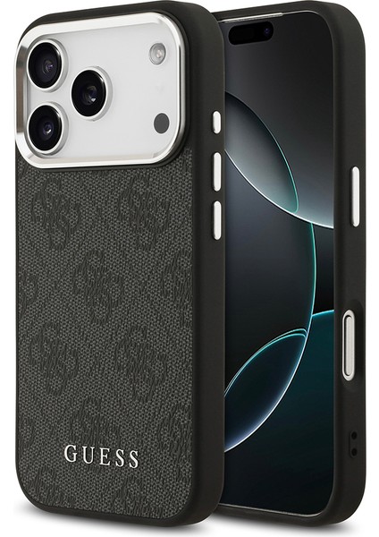 iPhone 17 Pro Uyumlu Kılıf Guess Orjinal Lisanslı M-Safe Özellikli 4g Klasik Yazı Logolu Kapak Siyah