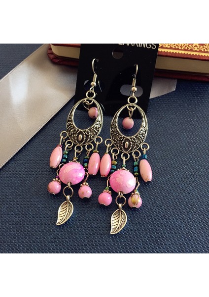 Bohemiyen Retro Etnik Tarz Avrupa-Amerikan Antik Gümüş Küpe, Tanrıça Tarzı Yüzünü Zayıflatan Tüllü Uzun Model Küpeler (Yurt Dışından)