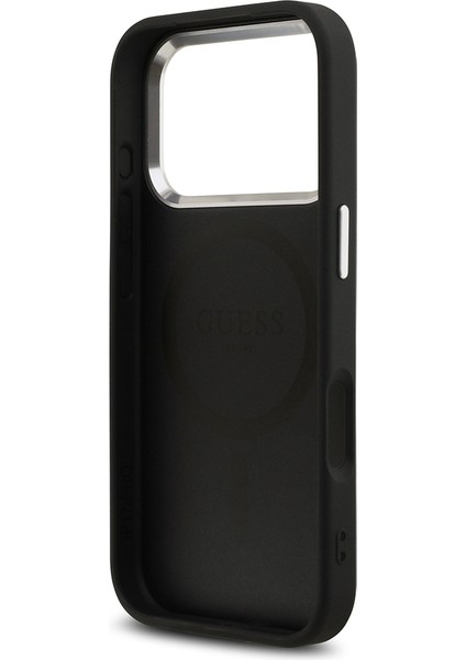 iPhone 17 Pro Uyumlu Kılıf Guess Orjinal Lisanslı M-Safe Özellikli 4g Klasik Yazı Logolu Kapak Siyah