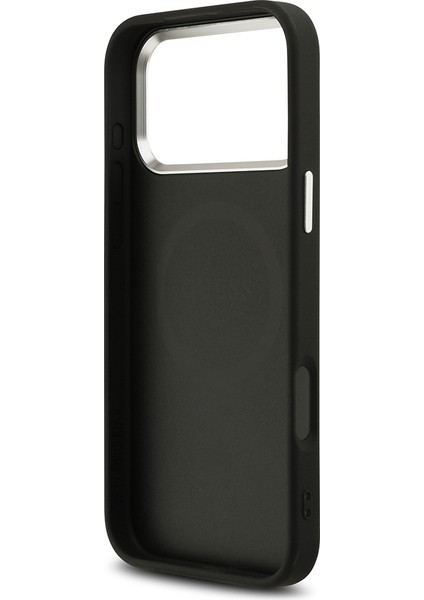 iPhone 17 Pro Max Kılıf Guess Lisanslı M-Safeli Metal Kamera Çerçeveli Üçgen Logolu Glitter Siyah