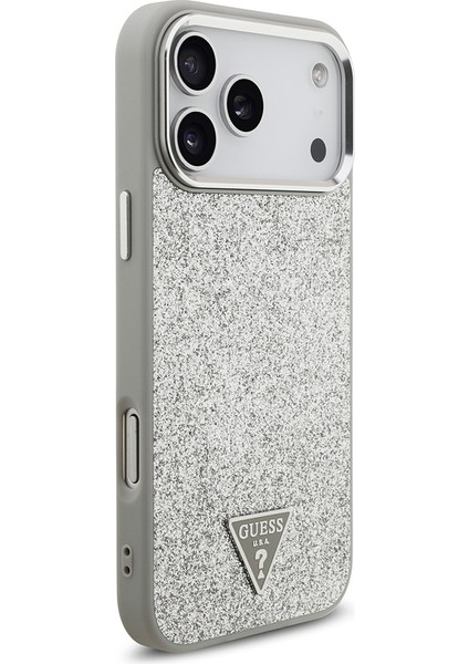 iPhone 17 Pro Max Uyumlu Kılıf Guess Lisanslı M-Safeli Metal Kamera Çerçeve Üçgen Logolu Glitter Gri fırsatları