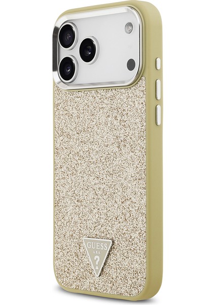 iPhone 17 Pro Max Kılıf Guess Lisanslı M-Safeli Metal Kamera Çerçeveli Üçgen Logolu Glitter Gold fiyatları