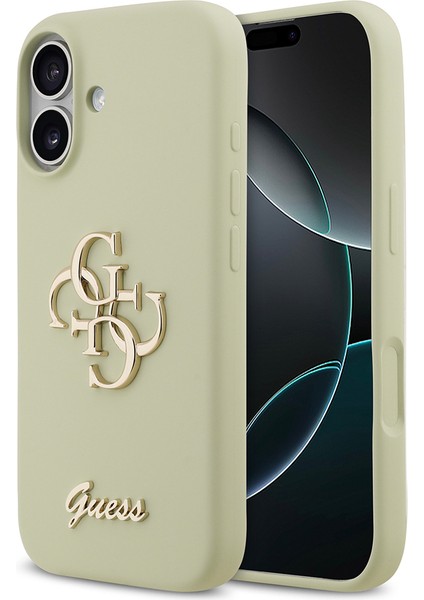 iPhone 17 Uyumlu Kılıf Guess Orjinal Lisanslı Grained Yazı Logolu Kapak Yeşil