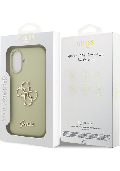 iPhone 17 Uyumlu Kılıf Guess Orjinal Lisanslı Grained Yazı Logolu Kapak Yeşil