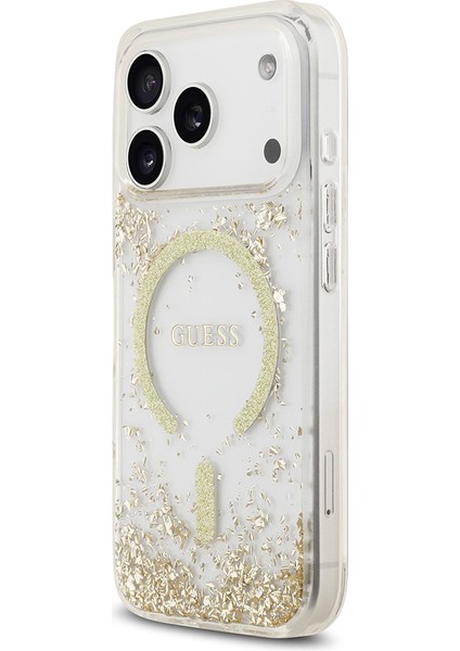 iPhone 17 Pro Uyumlu Kılıf Guess Lisanslı M-Safe Şarj Özellikli Transparan Resin Bottom Kapak Gold fiyatları