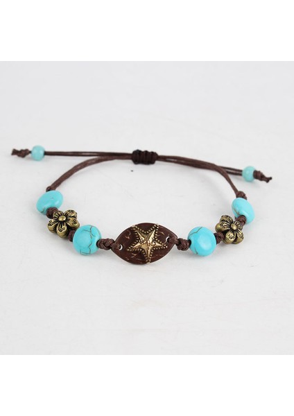 Bileklik Avrupa-Amerika Retro Etnik Tarzı Çift Modeli Doğal Firuzit Bilezik Takı (Yurt Dışından)