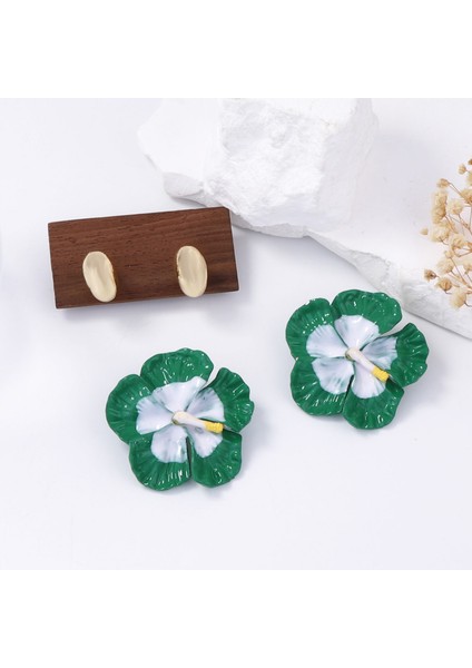 Bohem Tarzı Likçi Kırsal Stil Minimalist Alaşım Damla Yağlı Renkli Çiçek ve Halka Süslemeli Küpeler (Yurt Dışından)