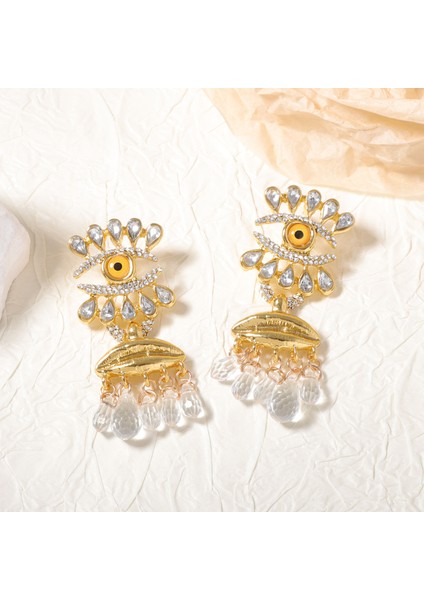 Göz Püskülü Hafif Lüks, Yüksek Ka Halka Küpeler, Fransız Tarzı Son Moda Şeytan Gözü Küpeler (Yurt Dışından)