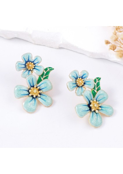 Moda Özel Tasarım Çiçekli Damla Küpe, Zıt Renklerle Uyumlu Küpeler (Yurt Dışından)