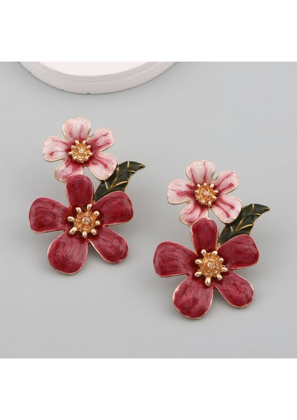 Moda Özel Tasarım Çiçekli Damla Küpe, Zıt Renklerle Uyumlu Küpeler (Yurt Dışından)