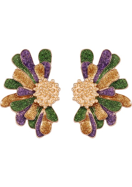 Kavuşma Festivali Renkli Elementler Çiçek Tasarımı Kadın Avrupa-Amerikan Tarzı Alaşım Küpe Earring (Yurt Dışından)