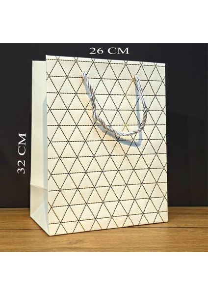 Büyük Boy Beyaz Desenli Hediye Çantası