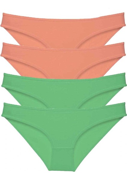 4 Adet Eko Set Likralı Kadın Slip Külot Pudra Yeşil