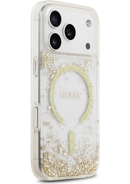iPhone 17 Pro Uyumlu Kılıf Guess Lisanslı M-Safe Şarj Özellikli Transparan Resin Bottom Kapak Gold fırsatları