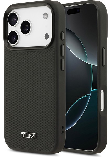 iPhone 17 Pro Uyumlu Kılıf Tumı M-Safe Şarj Özellikli Deri Noktalı Dizayn Kapak Siyah