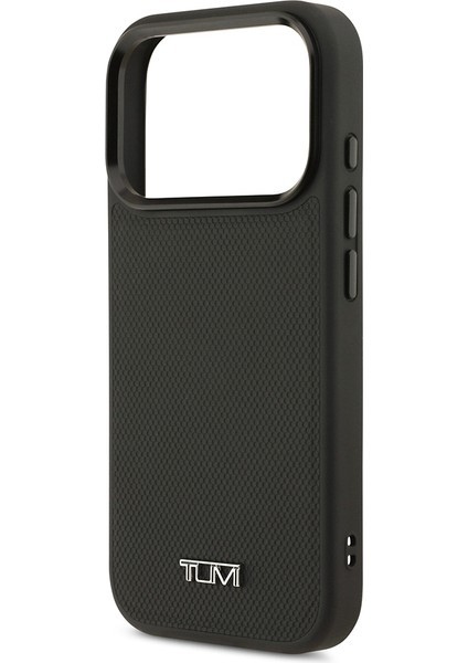 iPhone 17 Pro Uyumlu Kılıf Tumı M-Safe Şarj Özellikli Deri Noktalı Dizayn Kapak Siyah