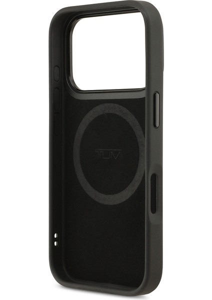 iPhone 17 Pro Uyumlu Kılıf Tumı M-Safe Şarj Özellikli Deri Noktalı Dizayn Kapak Siyah