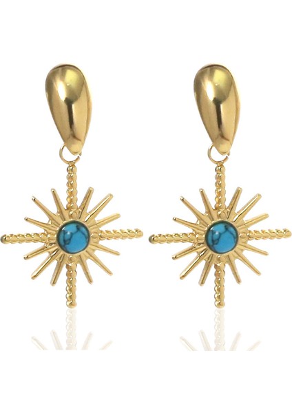 Bohem Güneş Çiçeği Damla Küpe (Yurt Dışından)