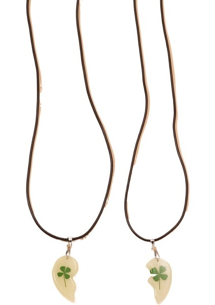 Karanlıkta Parlayan Dört Yapraklı Yonca Kolyesi, Kalp Şeklinde Çift Çiçek Kolyesi (Yurt Dışından) fiyatları