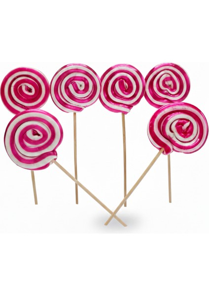 Küçük Boy 20' li 12 gr Pembe Sosyete Şeker Lolipop Çubuklu Çocuk Doğum Günü Party