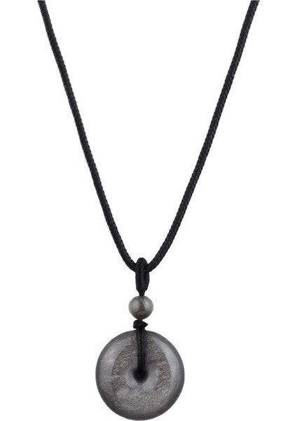 Siyah Obsidyen Emniyet Tokalı Kolye, Unisex Çift Örgülü Ip Kolye Ucu (Yurt Dışından)