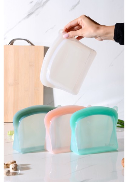 Sheer Hava Sızdırmaz Kilitli Silikon Saklama Torbası 600 ml | Şeffaf modelleri