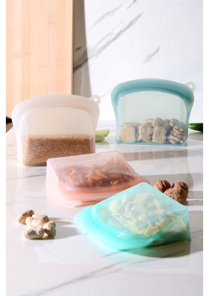 Sheer Hava Sızdırmaz Kilitli Silikon Saklama Torbası 600 ml | Şeffaf fırsatları