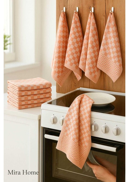 10 lu Dama Desenli Mutfak Kurulama Bezi 50x70 Cm Somon fiyatları