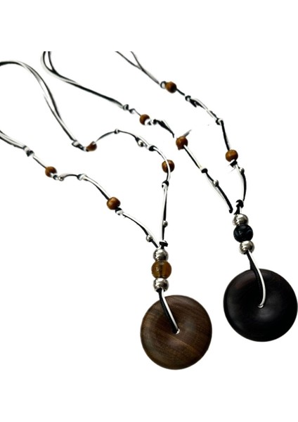 Ahşap Emniyet Tokalı Kolye Örgülü Kolye Kazak Zinciri Çift (Yurt Dışından) fiyatları