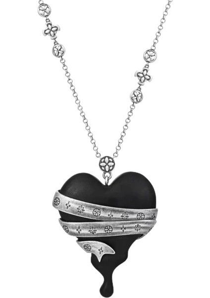 Kalp Şeklinde Kolye Ucu Bulunan Sandal Ağacı Kolye, Vintage Tarzda, Çok Yönlü Kazak Zinciri (Yurt Dışından)