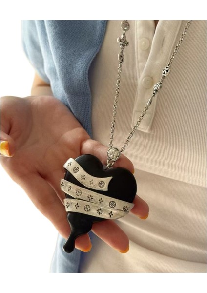 Kalp Şeklinde Kolye Ucu Bulunan Sandal Ağacı Kolye, Vintage Tarzda, Çok Yönlü Kazak Zinciri (Yurt Dışından) fiyatları