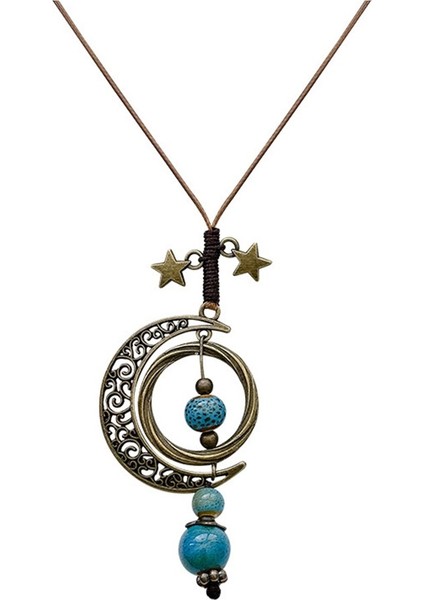 Kadınlar Için Vintage Boncuklu Kolye, Kazak Zinciri (Yurt Dışından)