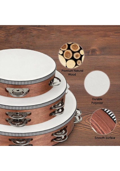 3 Adet Ahşap El Tutuldu Perküsyon Bubourine Tef Kilise Düğün Parti Dans Için Müzik Aleti (Yurt Dışından) fırsatları