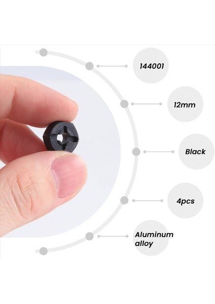 Alüminyum Alaşım 12MM Birleştirici Tekerlek Hub Hex Adaptör Wltoys Için Yükseltmeler 144001 1/14 Rc Araba Yedek Parçaları Siyah (Yurt Dışından) fırsatları