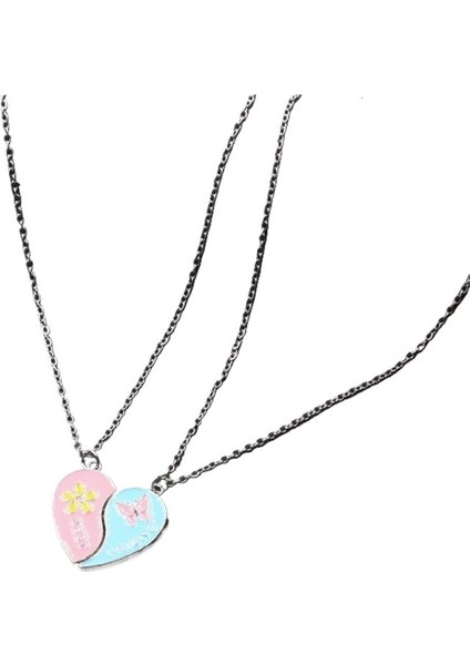 En Iyi Arkadaş Dostluk Kolyesi, Basit Öğrenci Aksesuarı, Bir Çift Kalp Şeklinde Kolye (Yurt Dışından)