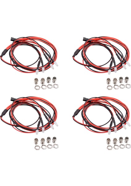 4x 4 LED Işık Kiti 2 Beyaz 2 Kırmızı 3mm Farlar 1/24 Rc Paletli Araba Eksenel SCX24 90081 AXI00002 Yükseltme Parçaları (Yurt Dışından)