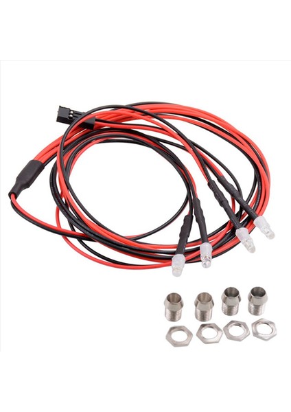 4x 4 LED Işık Kiti 2 Beyaz 2 Kırmızı 3mm Farlar 1/24 Rc Paletli Araba Eksenel SCX24 90081 AXI00002 Yükseltme Parçaları (Yurt Dışından) modelleri