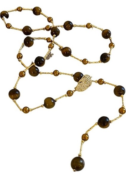 Kadınlar Için Kaplan Gözü Boncuklu Uzun Kazak Kolye, Sonbahar ve Kış (Yurt Dışından)