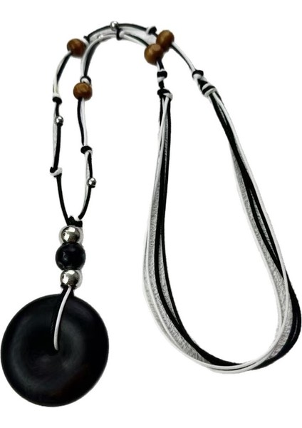 Ahşap Emniyet Tokalı Kolye Örgülü Kolye Kazak Zinciri Çift (Yurt Dışından)