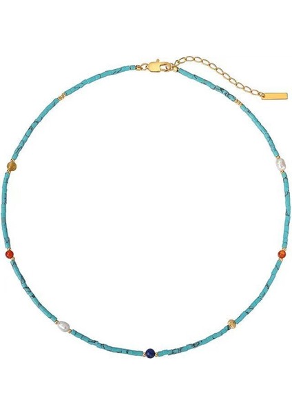 Plaj Tatilleri Için Akik Turkuaz Boncuklu Kolye, Katmanlı Köprücük Kemiği Zinciri/kolyesi (Yurt Dışından)